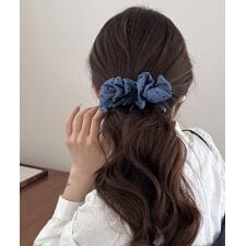 ドット柄 フリルリボン バナナクリップ