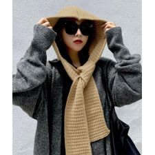 フード付きニットマフラー韓国風バラクラバ