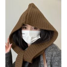 フード付きニットマフラー韓国風バラクラバ