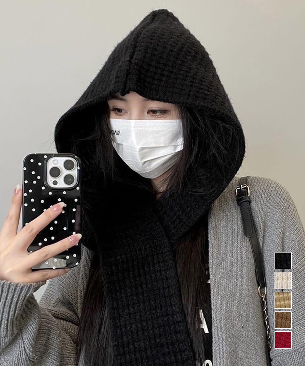 フード付きニットマフラー韓国風バラクラバ | ミニミニストア