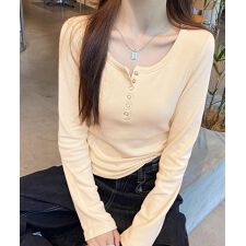 カップ付きリブニットトップス暖かインナー