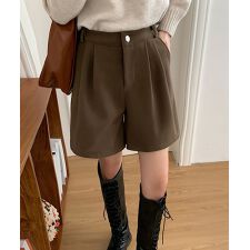 タックショートパンツウール風ワイドパンツ