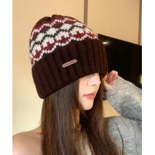 フェアアイル柄ニット帽防寒ニットキャップ