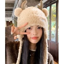ニット帽 鹿角 くま耳 レディース 秋冬