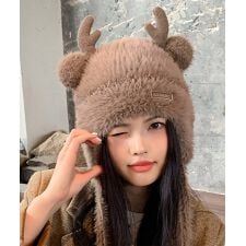 ニット帽 鹿角 くま耳 レディース 秋冬