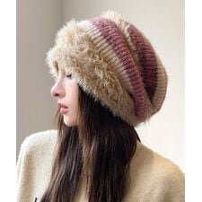 ビーニー帽 ニット帽子 レディース 配色