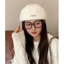 ベレー帽 起毛 英字ロゴ レディース