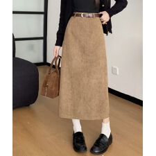 コーデュロイタイトスカート ベルト付き