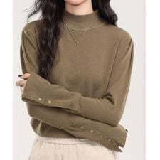 ニットトップス 長袖 ハイネック 重ね着