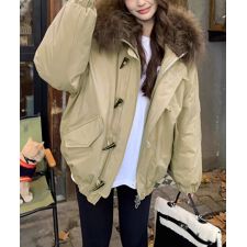 トグルボタン中綿ジャケットファー襟コート