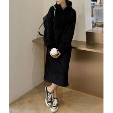 裏起毛 ロングパーカーワンピース 着やせ