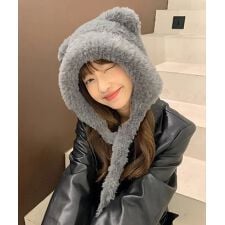 くま耳ニット帽 レディース もこもこ帽子