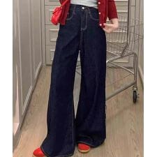 ワイドデニムパンツ 裏起毛 レディース冬