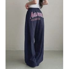 バッグプリントワイドスエットパンツ韓国風