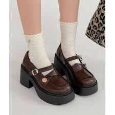 厚底ローファー レディース 太ヒール