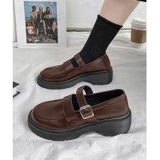 ローファー レディース 厚底 太ヒール