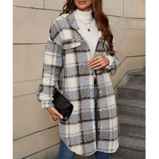 ボアジャケット韓国風チェックカーディガン