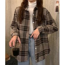 裏起毛チェックシャツジャケット ゆったり