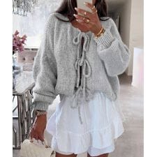 リボンカーディガン前後2WAYニット春秋