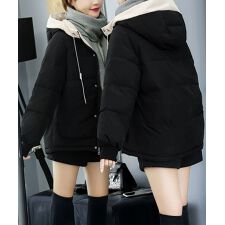 配色フード付き中綿ジャケットレディース冬