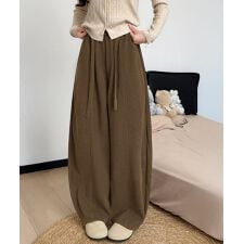 ワイドカーブパンツレディースワイドパンツ