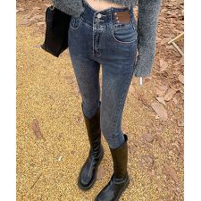 ベルトデザイン スキニーデニムパンツ美脚