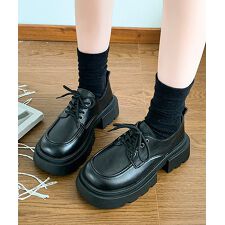 厚底ローファー レースアップシューズ