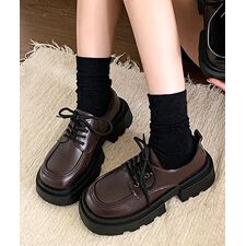 厚底ローファー レースアップシューズ