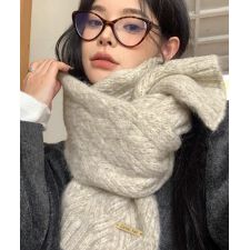 カシミアタッチニットマフラー 暖かい秋冬