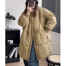 スタンドカラー中綿ダウンコート ゆったり