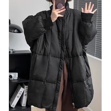 スタンドカラー中綿ダウンコート ゆったり