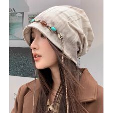装飾付き ルーズキャップレディース 小顔