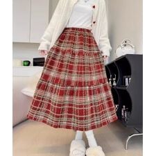 フレアスカート Aライン チェック柄秋冬