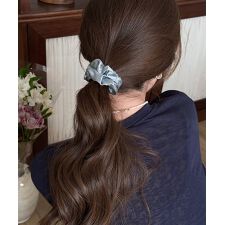 シュシュ サテンプリーツ 韓国風ヘアゴム