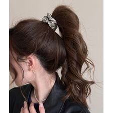 シュシュ サテンプリーツ 韓国風ヘアゴム