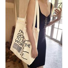 英字ロゴトートバッグa4縦型バッグ帆布鞄