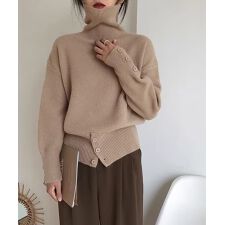 タートルネックリブニット トップス秋冬服