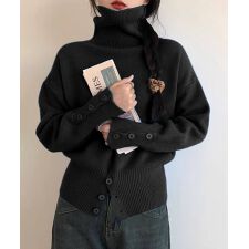 タートルネックリブニット トップス秋冬服