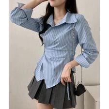 長袖ラップブラウス カシュクール春服秋服