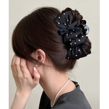 ヘアクリップドット柄リボンバンスクリップ