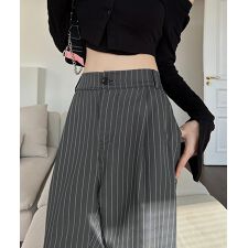 ストライプワイドパンツ春夏秋ロングパンツ