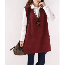 チュニックベスト Vネック ニットベスト