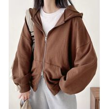 ダブルジップスウェットフード付きパーカー