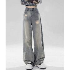 ダメージデニムパンツ レディースジーンズ