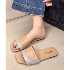 スクエアトゥ フラットサンダルレディース