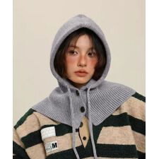 フード付きニットマフラー韓国風バラクラバ