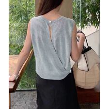 サマーニットタンクトップ 背中開き 夏服