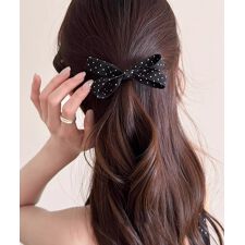 ドット柄 リボンヘアクリップ 大人可愛い