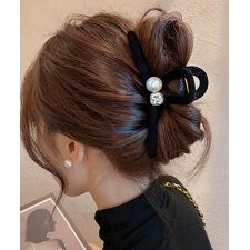 バンスクリップ ヘアクリップ パール