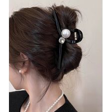 バンスクリップ ヘアクリップ パール